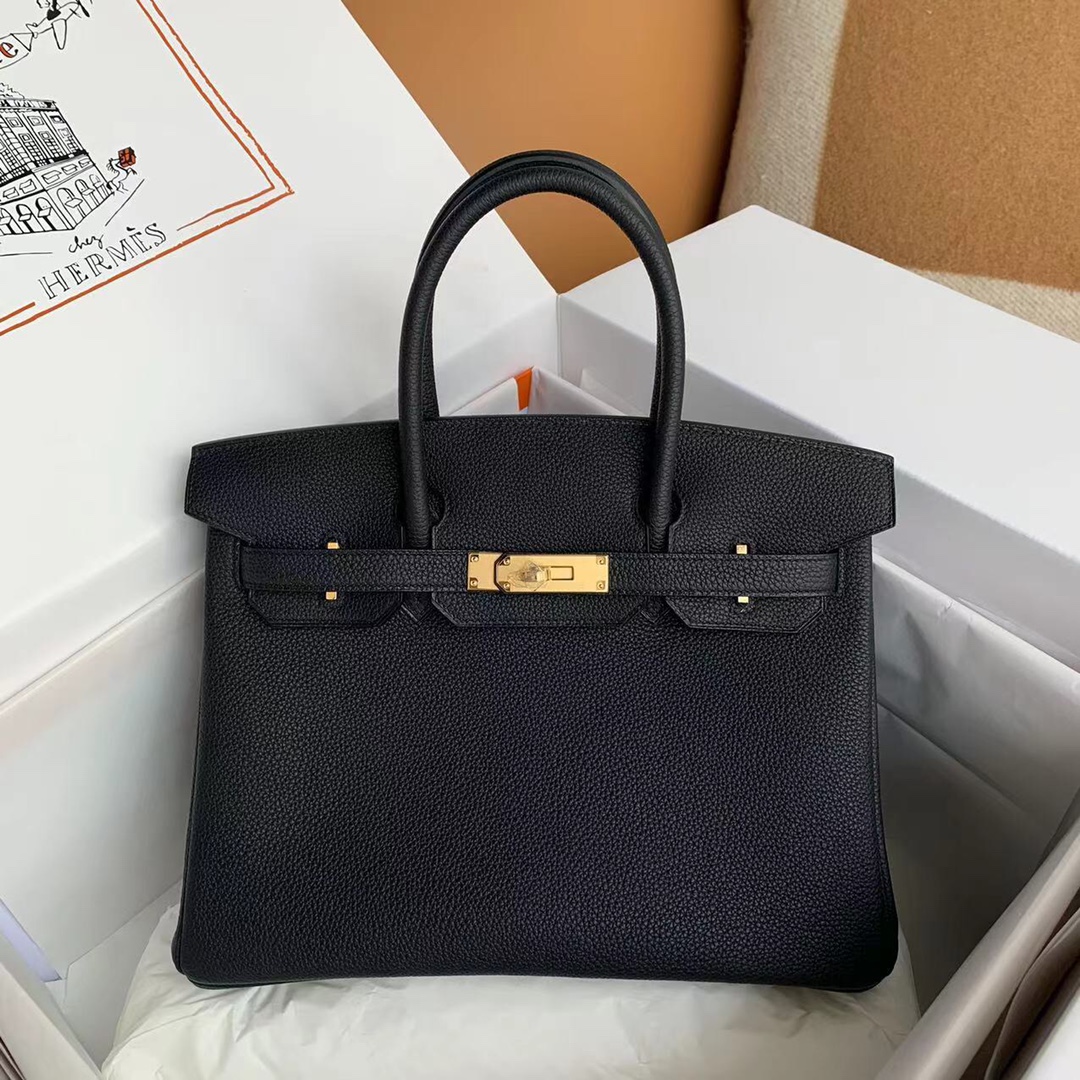 Hermes Birkin 30CM Togo Leather Handbag Black